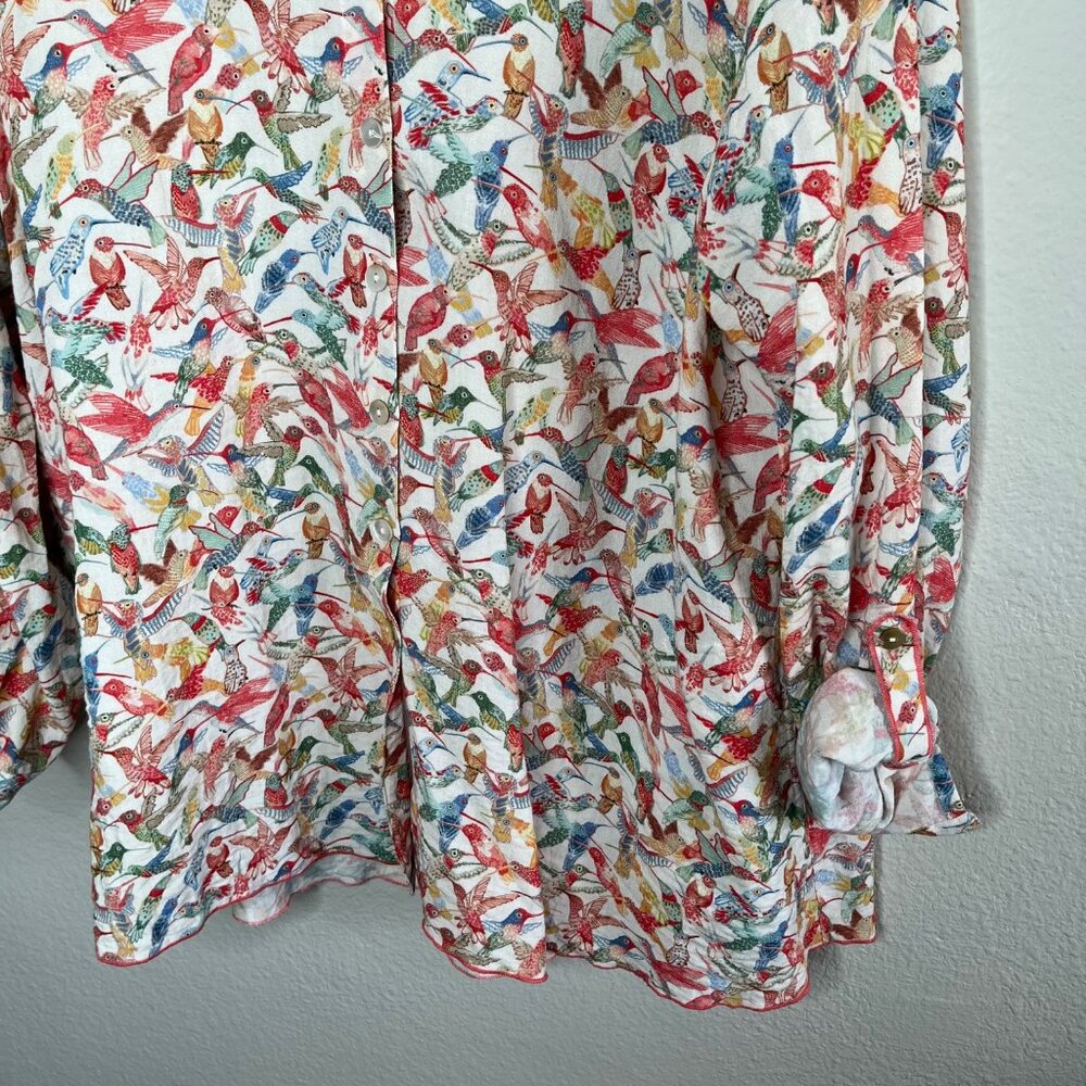 John Mark Hummingbird Print Button Up Art To Wear… - image 4